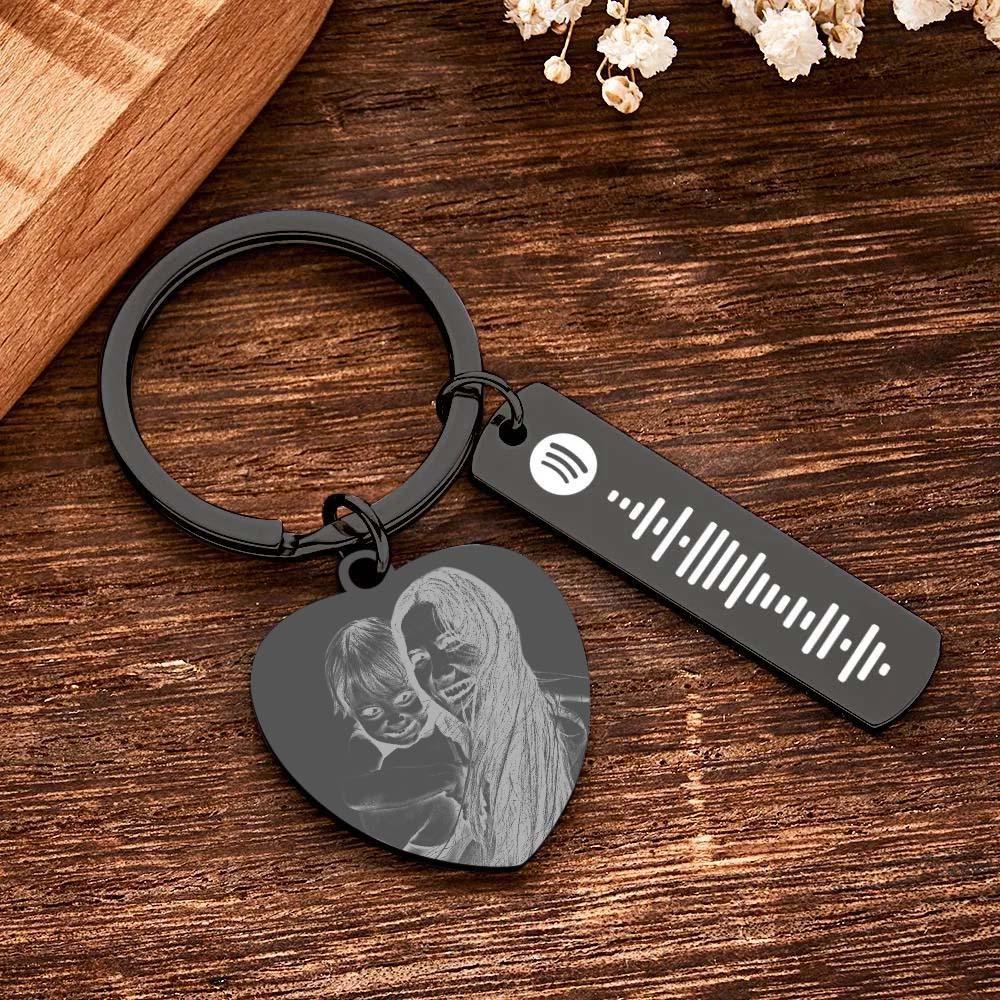 Personalized Calendar Keychain Special Day Significant Photo Heart Square Shape Music Code Metal Keychain Gift for Mother - soufeelmy