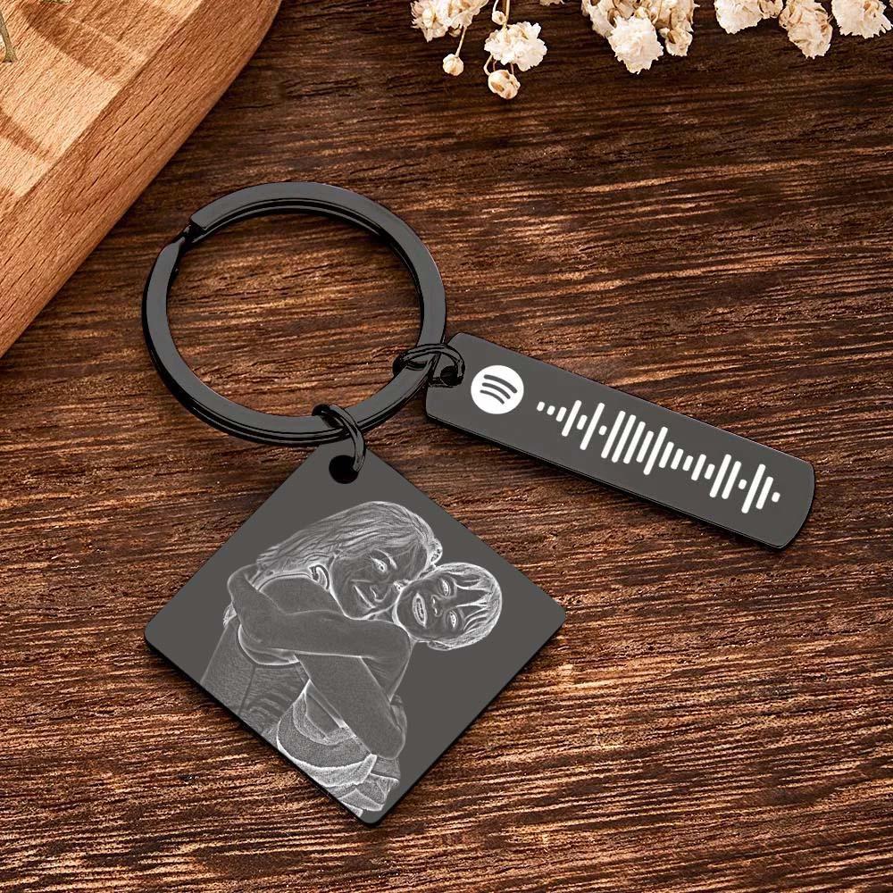 Personalized Calendar Keychain Special Day Significant Photo Heart Square Shape Music Code Metal Keychain Gift for Mother - soufeelmy