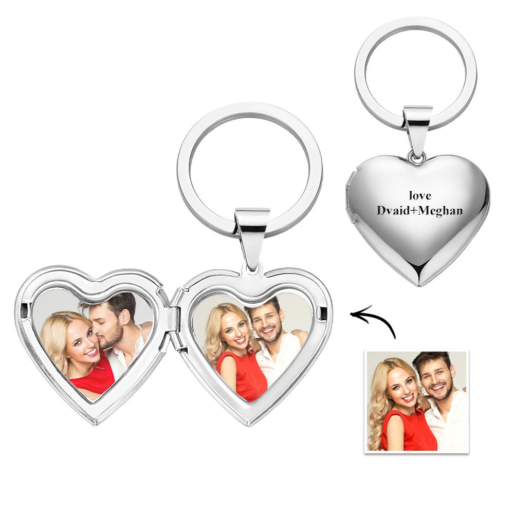 Personalized Peychain Heart Locket Photo Keychain Memorial  Anniversary Gift for Her - soufeelmy