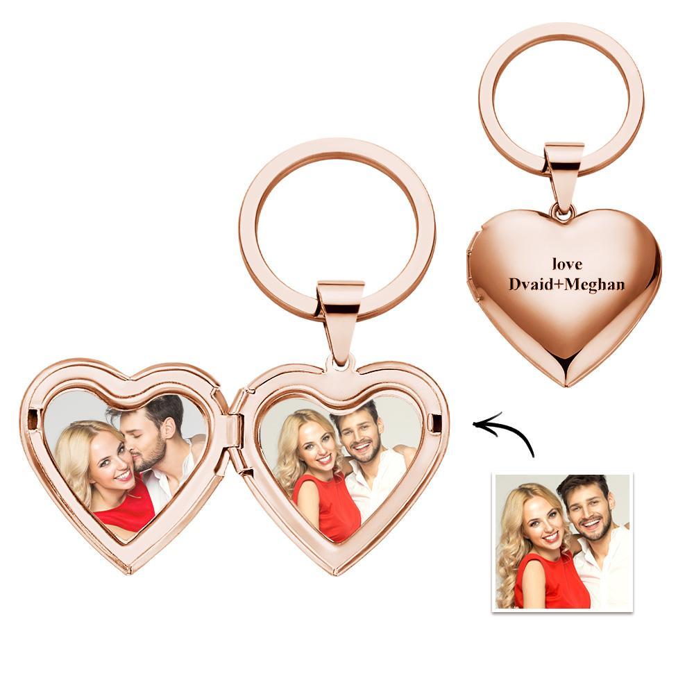 Personalized Peychain Heart Locket Photo Keychain Memorial  Anniversary Gift for Her - soufeelmy