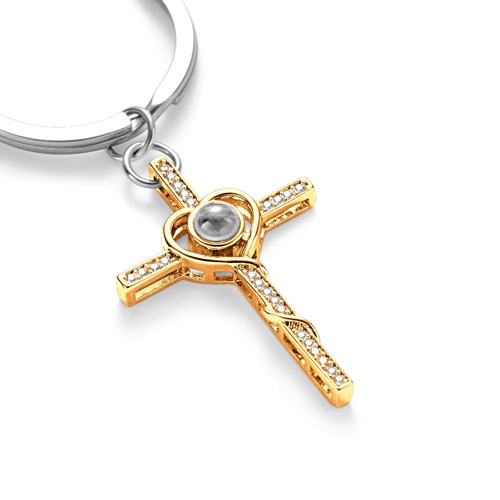 Cross Projection Keychain Custom Memorial Photo Key Ring Personalized Picture Inside Jewelry Trendy Best Friend Gift - soufeelmy