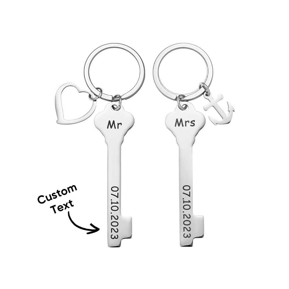 Custom Wedding Gift Key Chain Mr and Mrs Wedding Anniversary His and Hers Special Day Gift Ideas - soufeelmy
