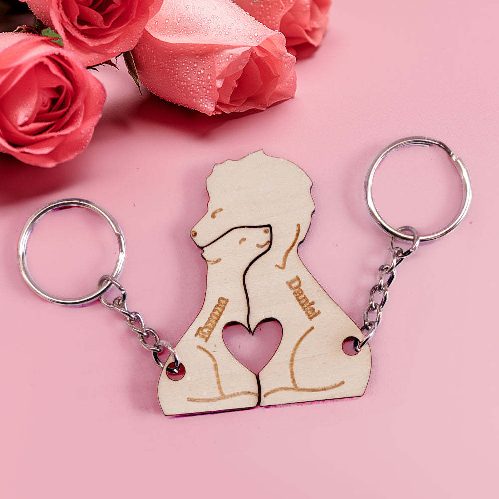Personalized Couple Matching Keychain Custom Matching Lion Keychain Valentine's Day Gifts for Lover - soufeelmy