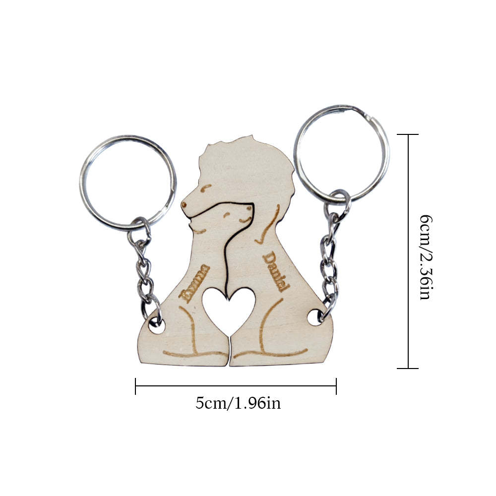 Personalized Couple Matching Keychain Custom Matching Lion Keychain Valentine's Day Gifts for Lover - soufeelmy