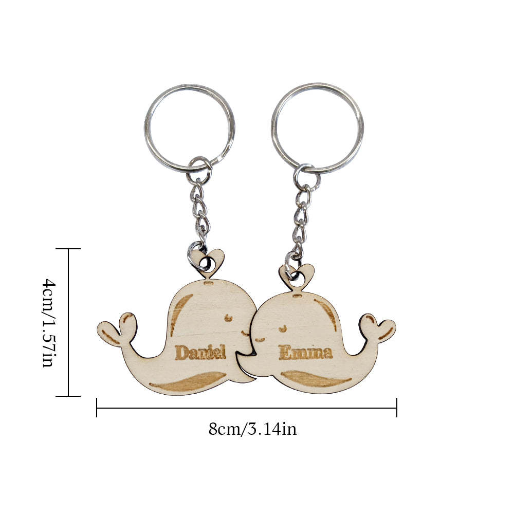Personalized Couple Matching Keychain Custom Matching Whale Keychain Valentine's Day Gifts for Lover - soufeelmy