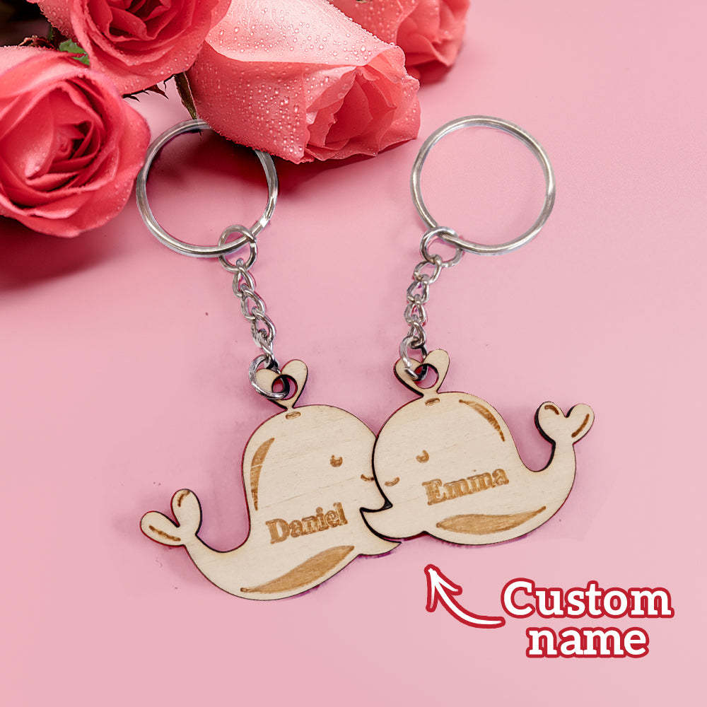 Personalized Couple Matching Keychain Custom Matching Whale Keychain Valentine's Day Gifts for Lover - soufeelmy