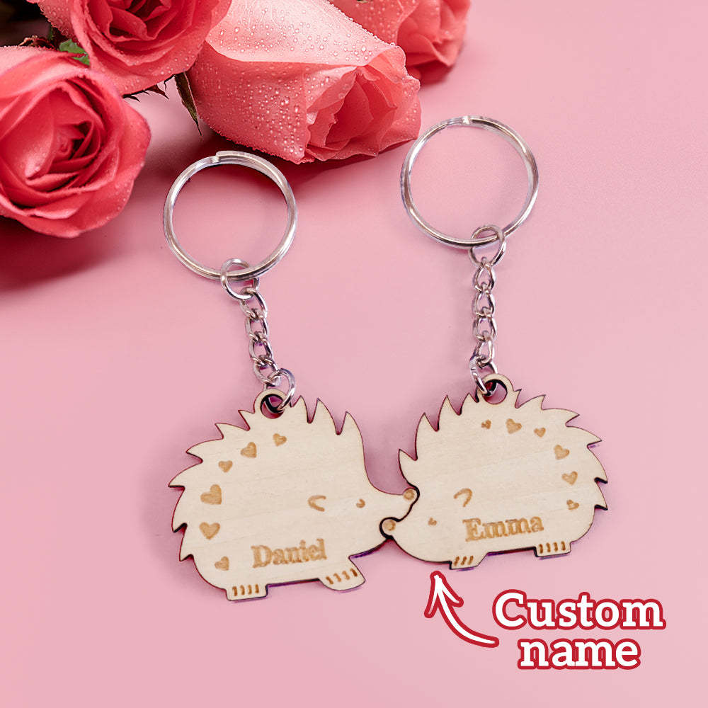 Personalized Couple Matching Keychain Custom Matching Hedgehogs Keychain Valentine's Day Gifts for Lover - soufeelmy