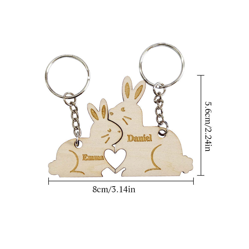 Personalized Couple Matching Keychain Custom Matching Bunnies Keychain Valentine's Day Gifts for Lover - soufeelmy