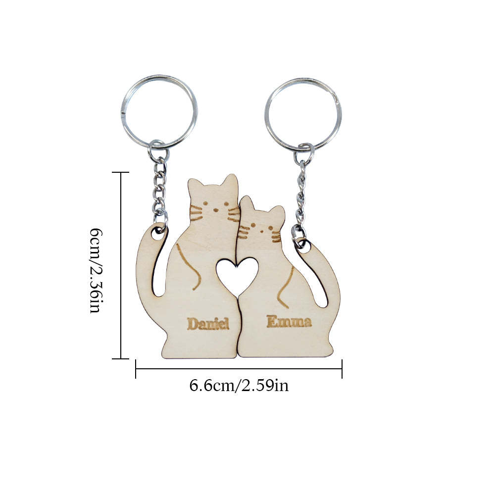 Personalized Couple Matching Keychain Custom Matching Cats Keychain Valentine's Day Gifts for Lover - soufeelmy