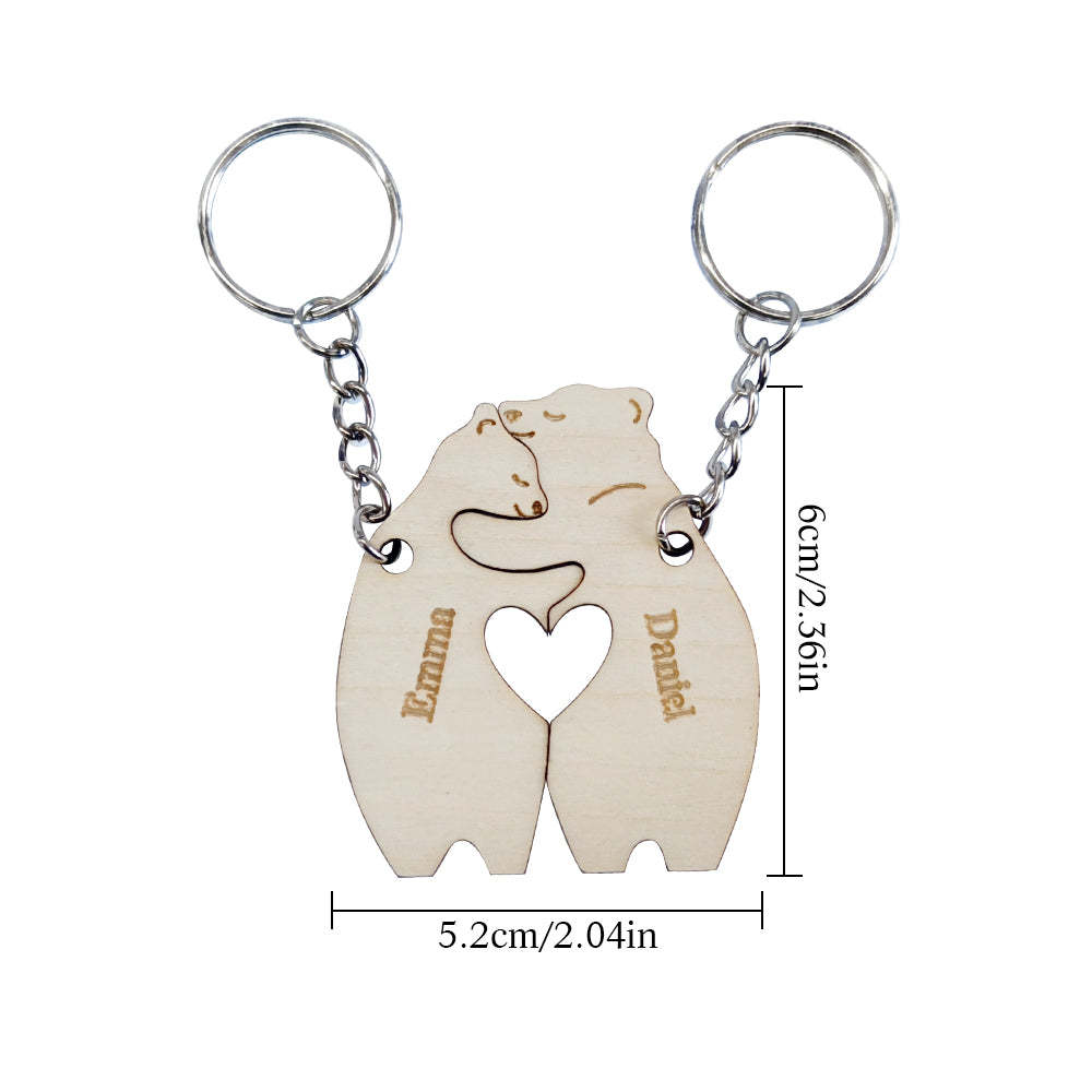 Personalized Couple Matching Keychain Custom Matching Hug Bears Keychain Valentine's Day Gifts for Lover - soufeelmy