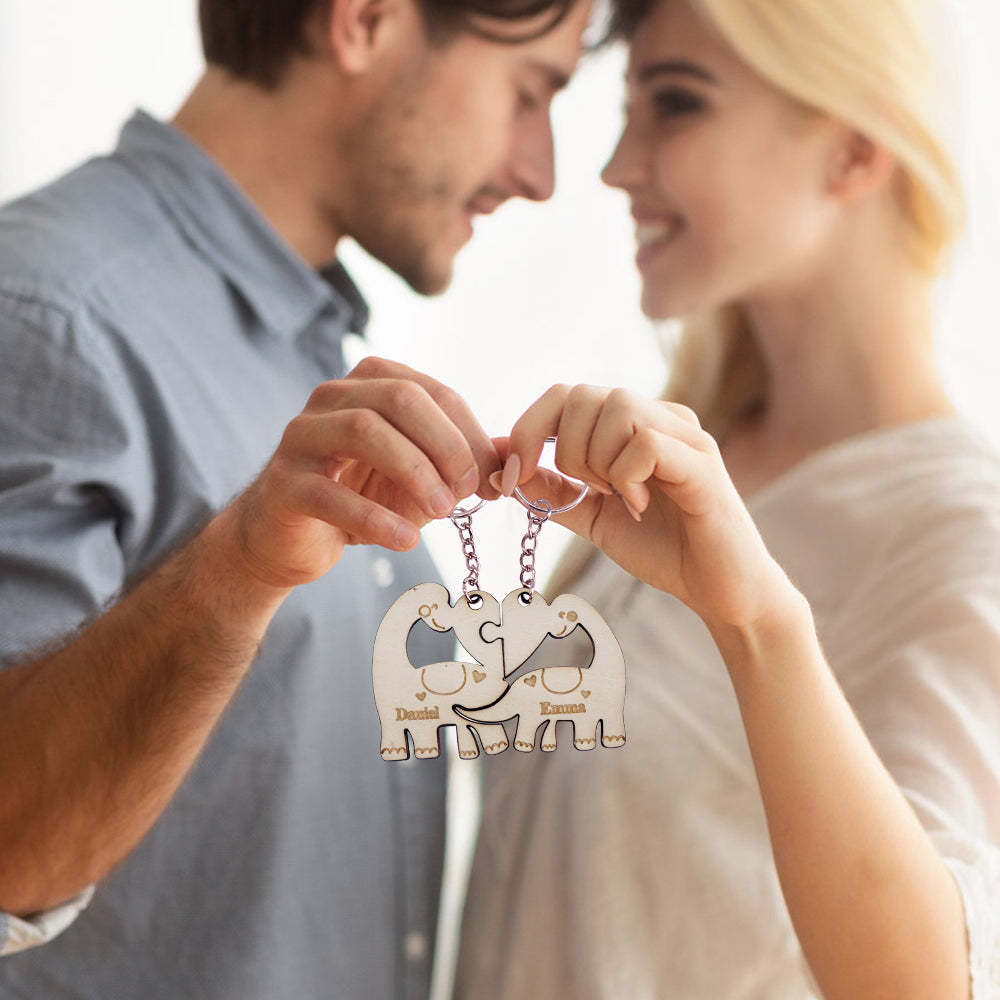 Personalized Couple Matching Keychain Custom Matching Dinosaurs Keychain Valentine's Day Gifts for Lover - soufeelmy