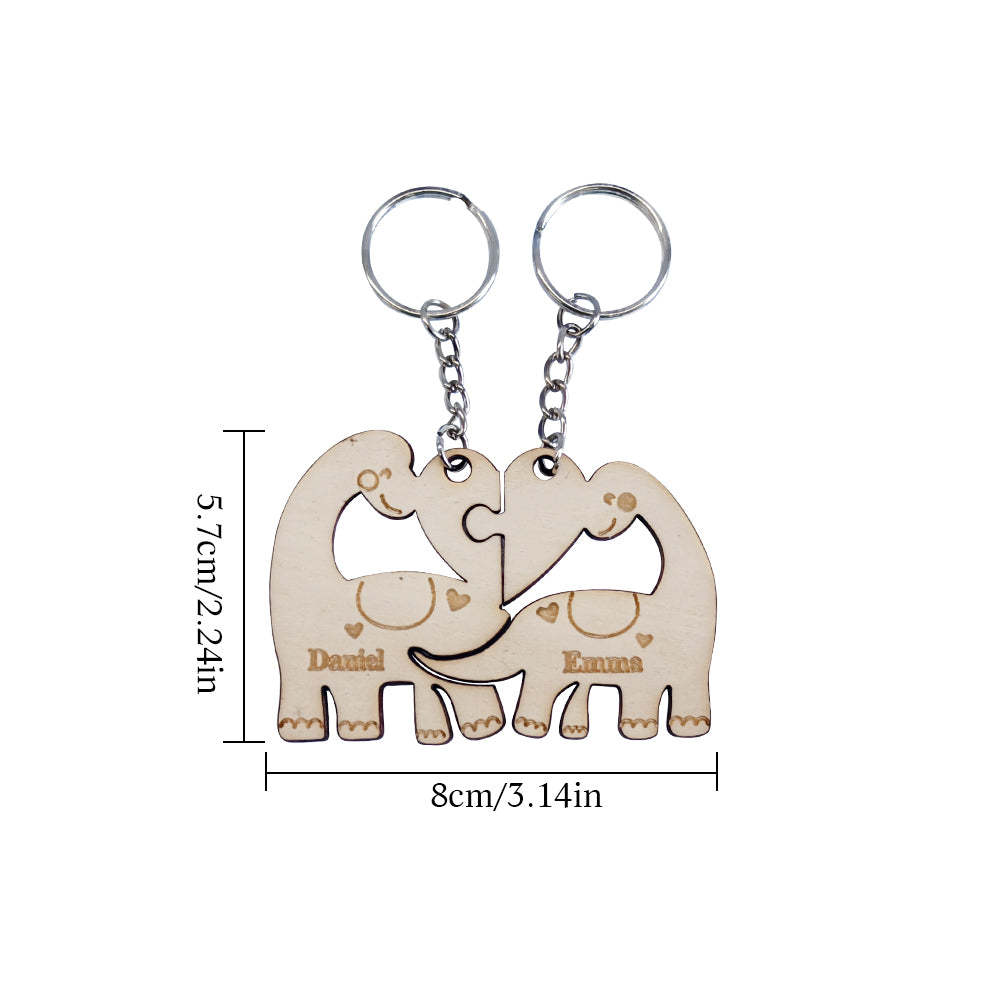 Personalized Couple Matching Keychain Custom Matching Dinosaurs Keychain Valentine's Day Gifts for Lover - soufeelmy