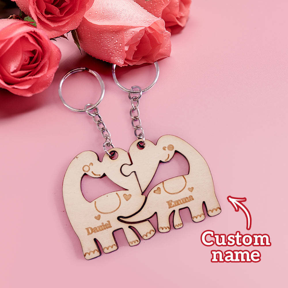 Personalized Couple Matching Keychain Custom Matching Dinosaurs Keychain Valentine's Day Gifts for Lover - soufeelmy
