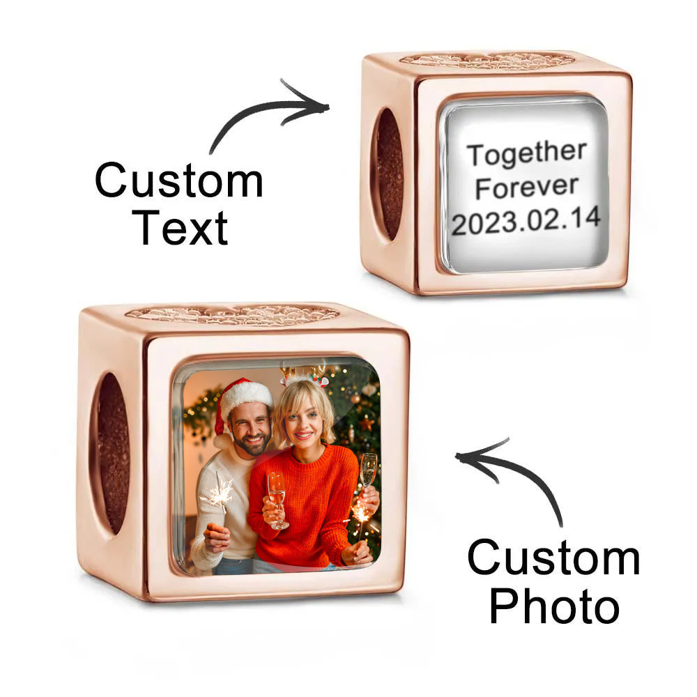 Custom Photo Engraved Charm Square Heart Diamond Romantic Gifts for Christmas - soufeelmy