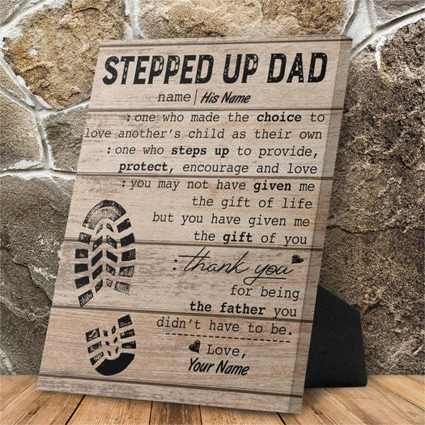 Stepped Up Dad Personalized Easel-Back Gallery Wrapped Canvas - soufeelmy