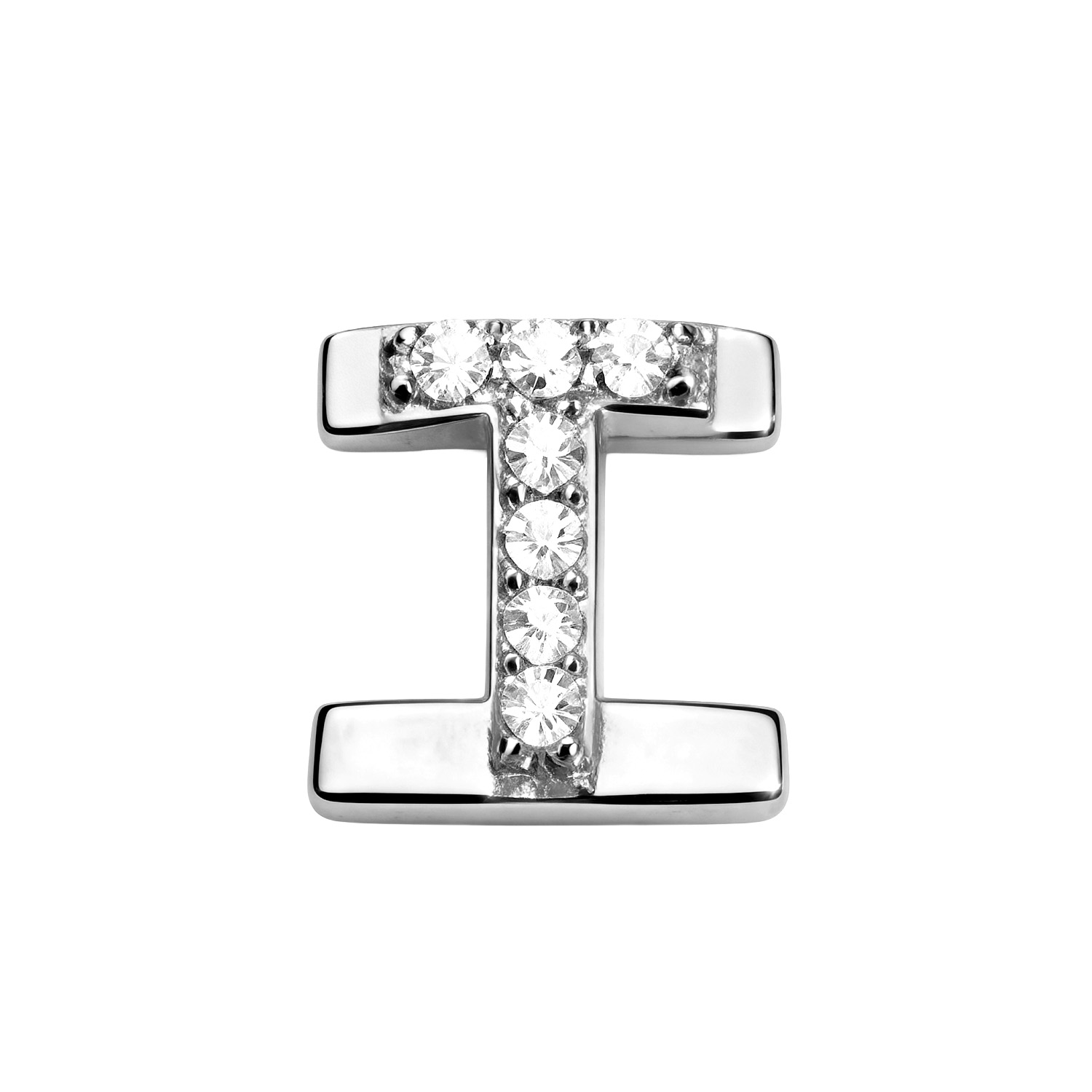 Letter With Diamond T Charm - Silver - soufeelmy