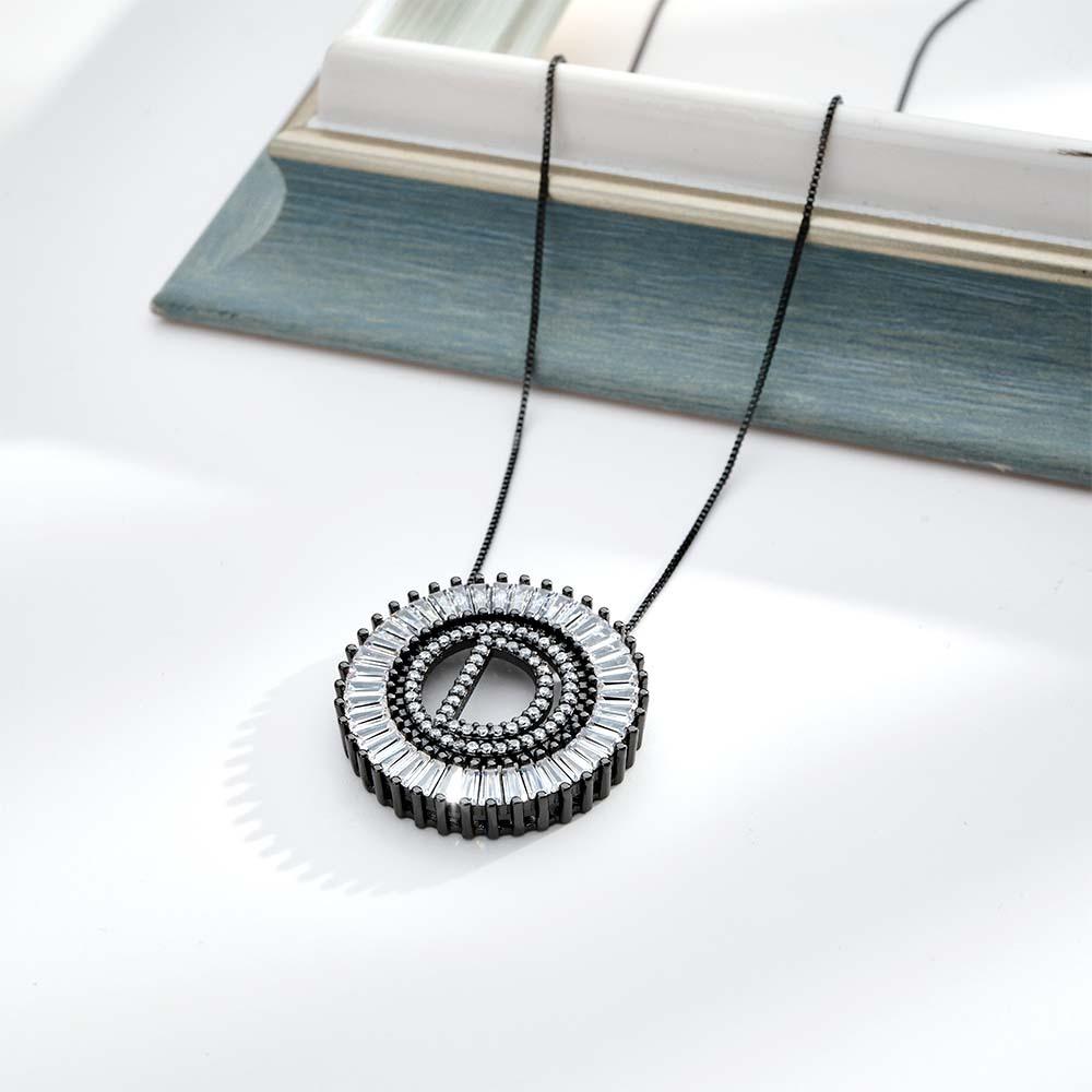 Custom Initial Letter Diamond Necklace Sunburst Hip Hop Necklace For Him - soufeelmy