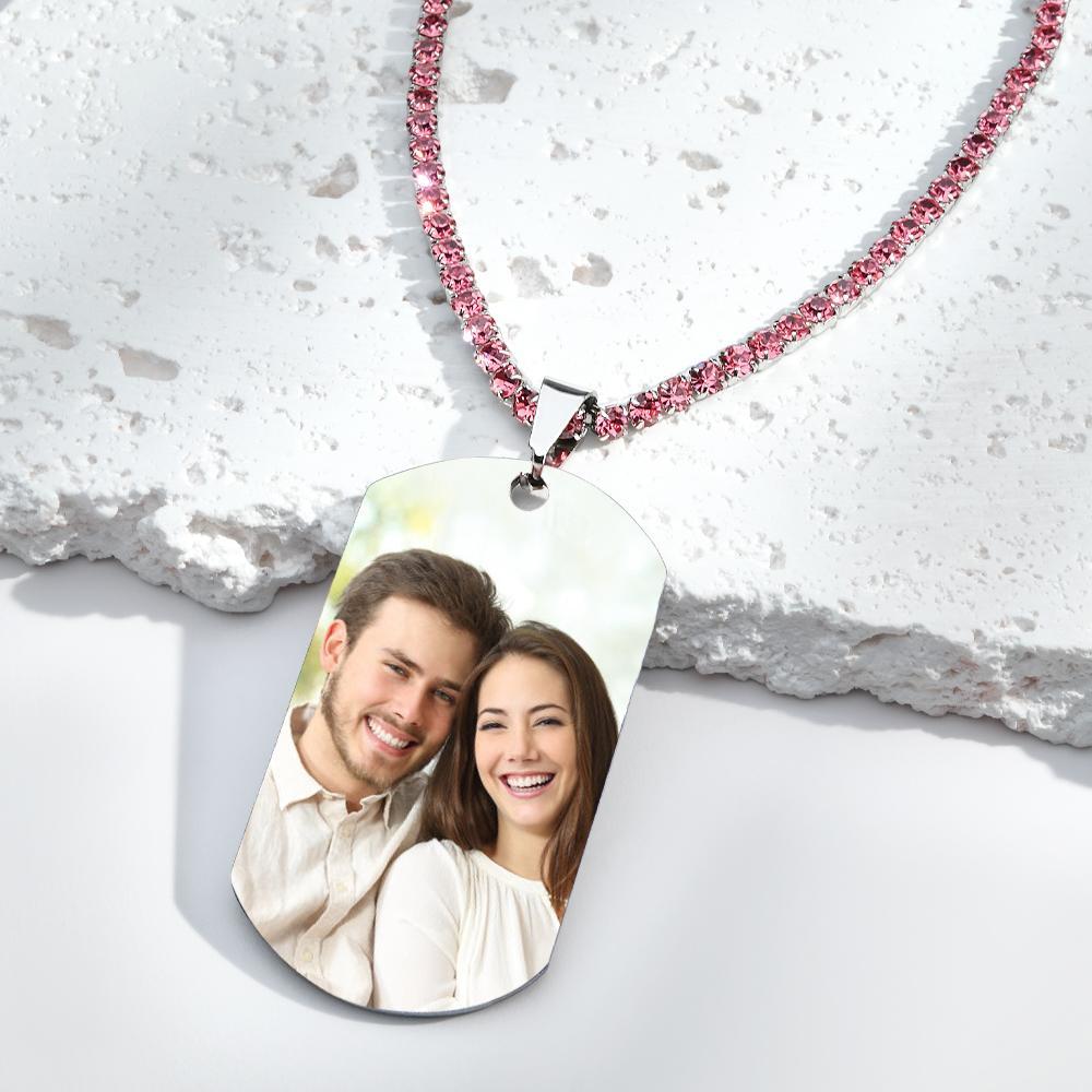 Men's Photo Tag Necklace With Engraving Tennis Chain Gifts For Him - soufeelmy
