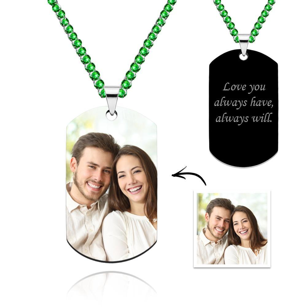 Men's Photo Tag Necklace With Engraving Tennis Chain Gifts For Him - soufeelmy
