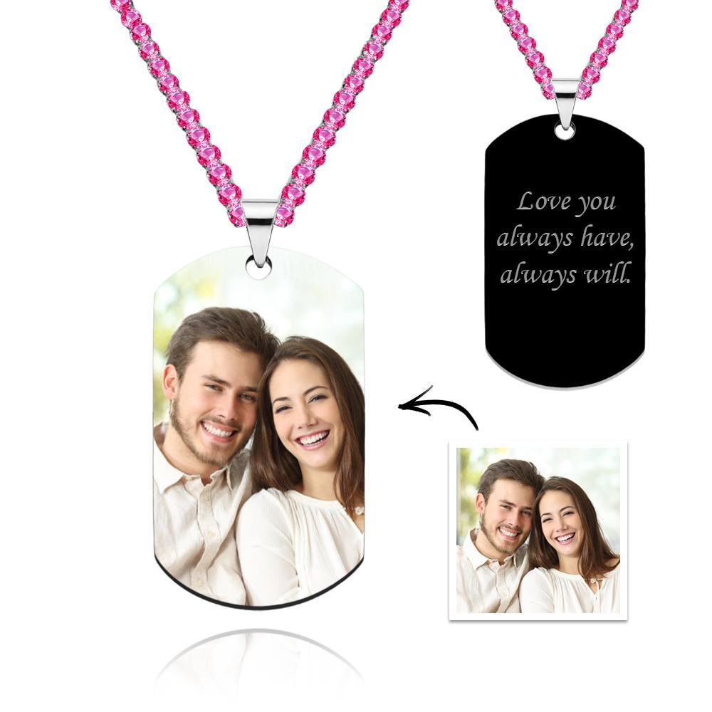 Men's Photo Tag Necklace With Engraving Tennis Chain Gifts For Him - soufeelmy