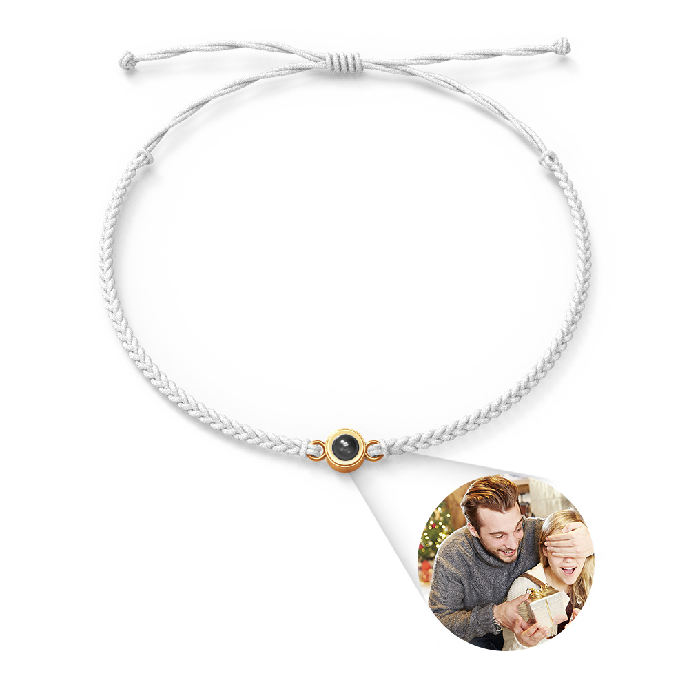 Custom Projection Photo Circle Bracelet, Personalized Picture Inside Jewelry, Custom Christmas Gifts - soufeelmy