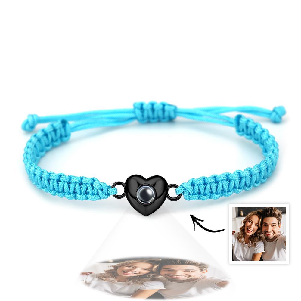 Custom Simple Fashion Black Rope Heart Shaped Picture Projection Bracelet - soufeelmy