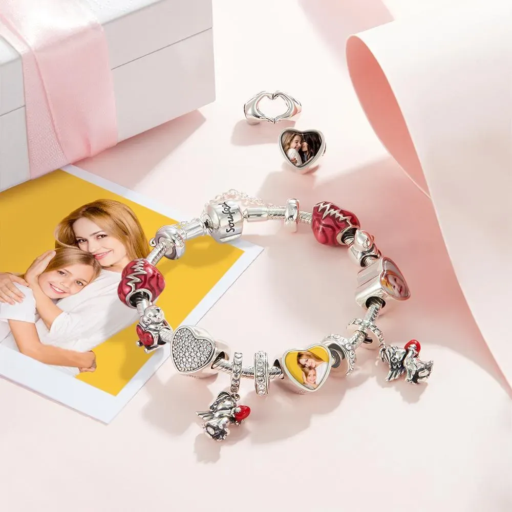 Engraved Heart Photo Charm Gift For Her Gift For Mom - soufeelmy