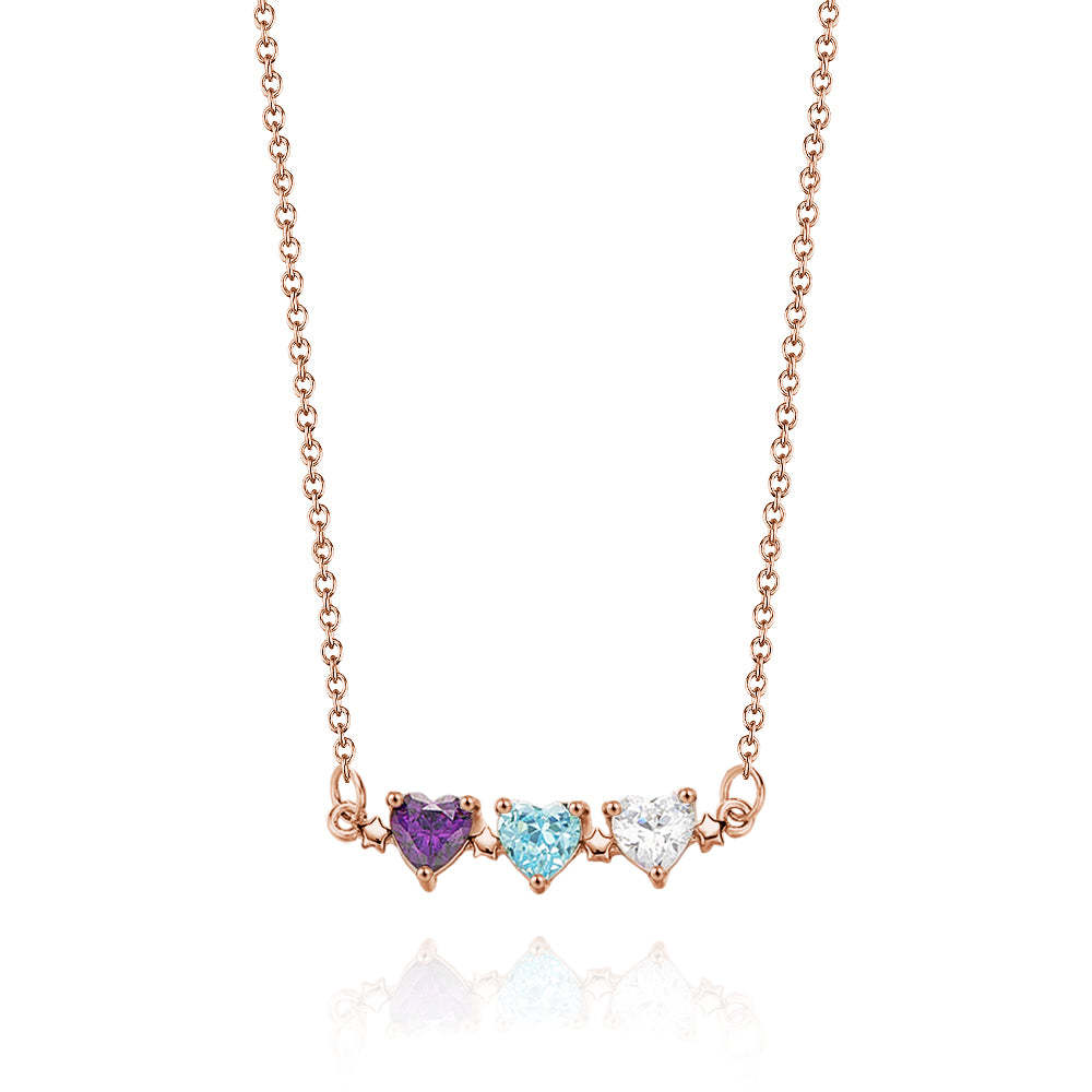 Personalized Heart-Shaped Birthstone Necklace Anniversary Birthday Gift for Her - soufeelmy