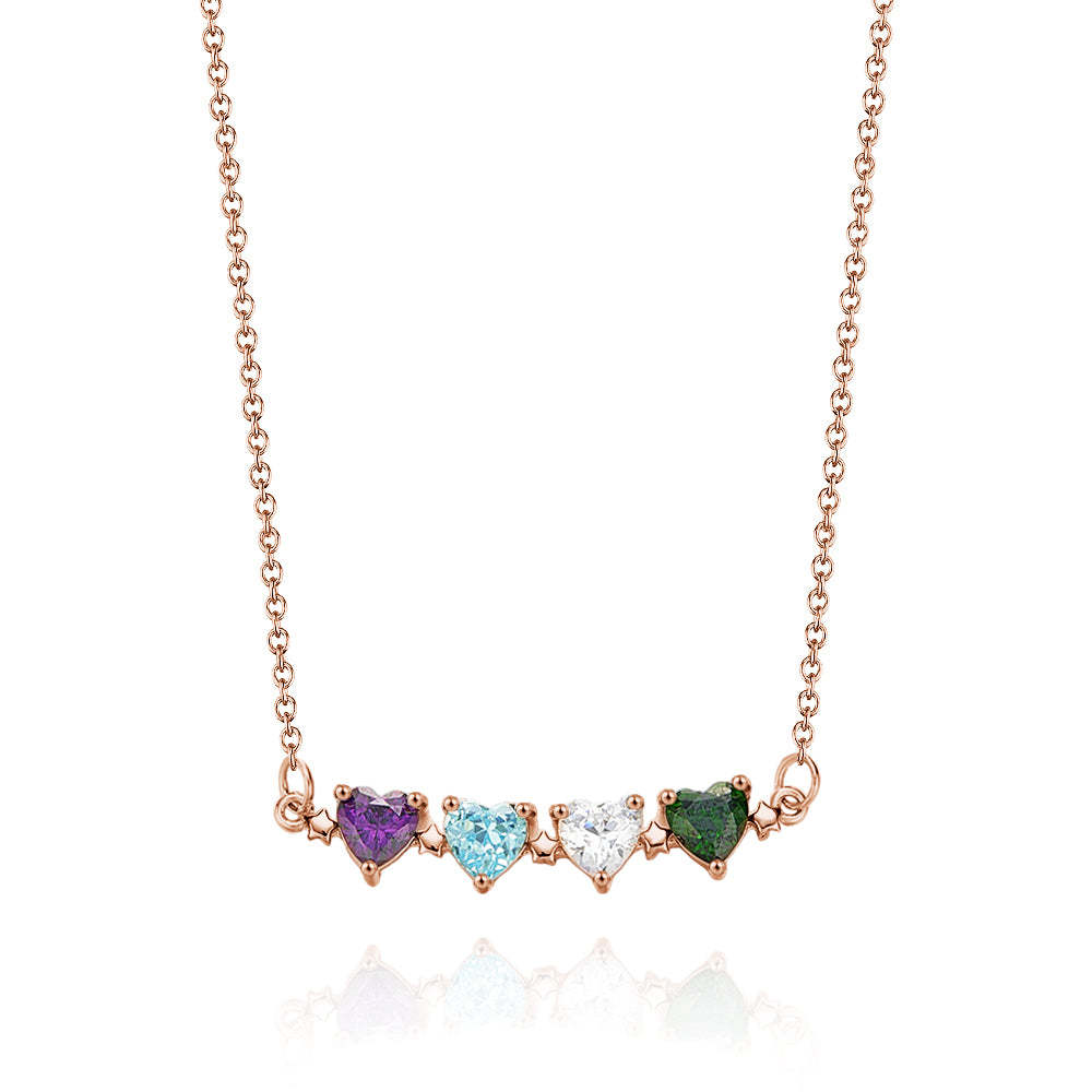 Personalized Heart-Shaped Birthstone Necklace Anniversary Birthday Gift for Her - soufeelmy