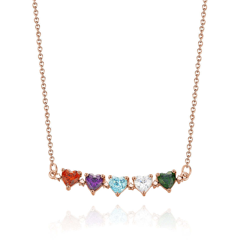 Personalized Heart-Shaped Birthstone Necklace Anniversary Birthday Gift for Her - soufeelmy