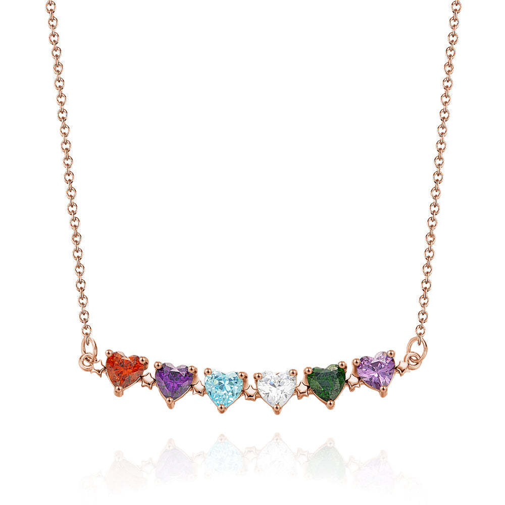Personalized Heart-Shaped Birthstone Necklace Anniversary Birthday Gift for Her - soufeelmy