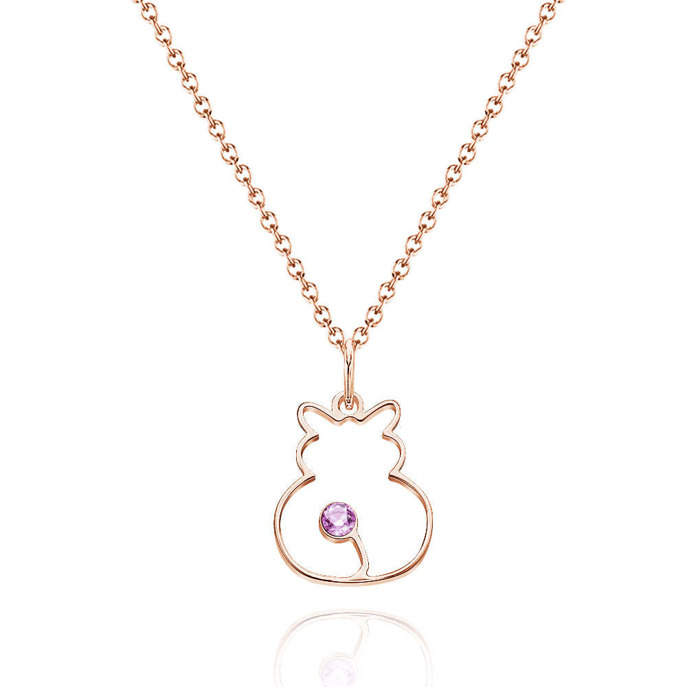 Custom Cat Necklace with Birthstone Necklace Birthday Anniversary Gift for Pet Lover - soufeelmy