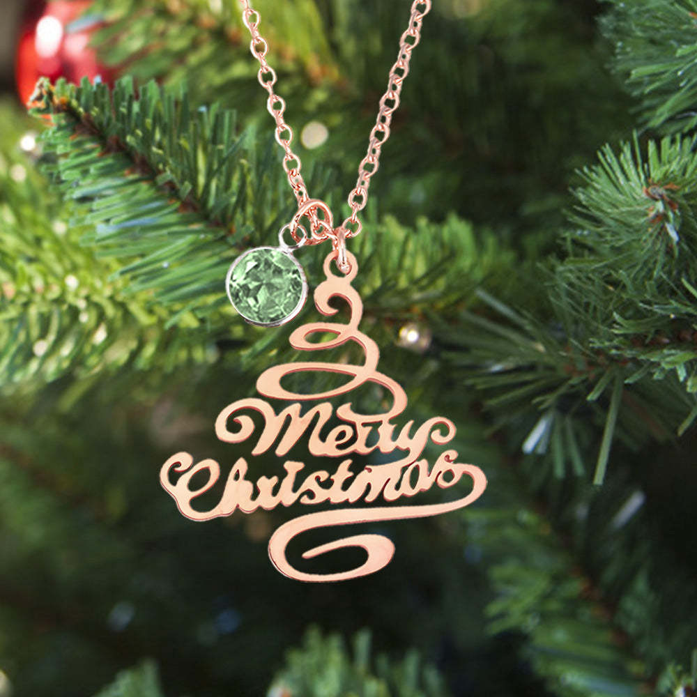 Personalized Christmas Tree Birthstone Necklace Christmas Gift for Her - soufeelmy