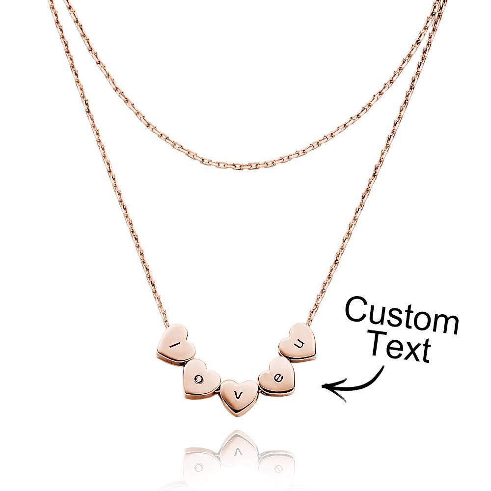 Double Chain Set Heart Engraved Necklace Heart-shaped Personalized Necklace Gift For Women - soufeelmy