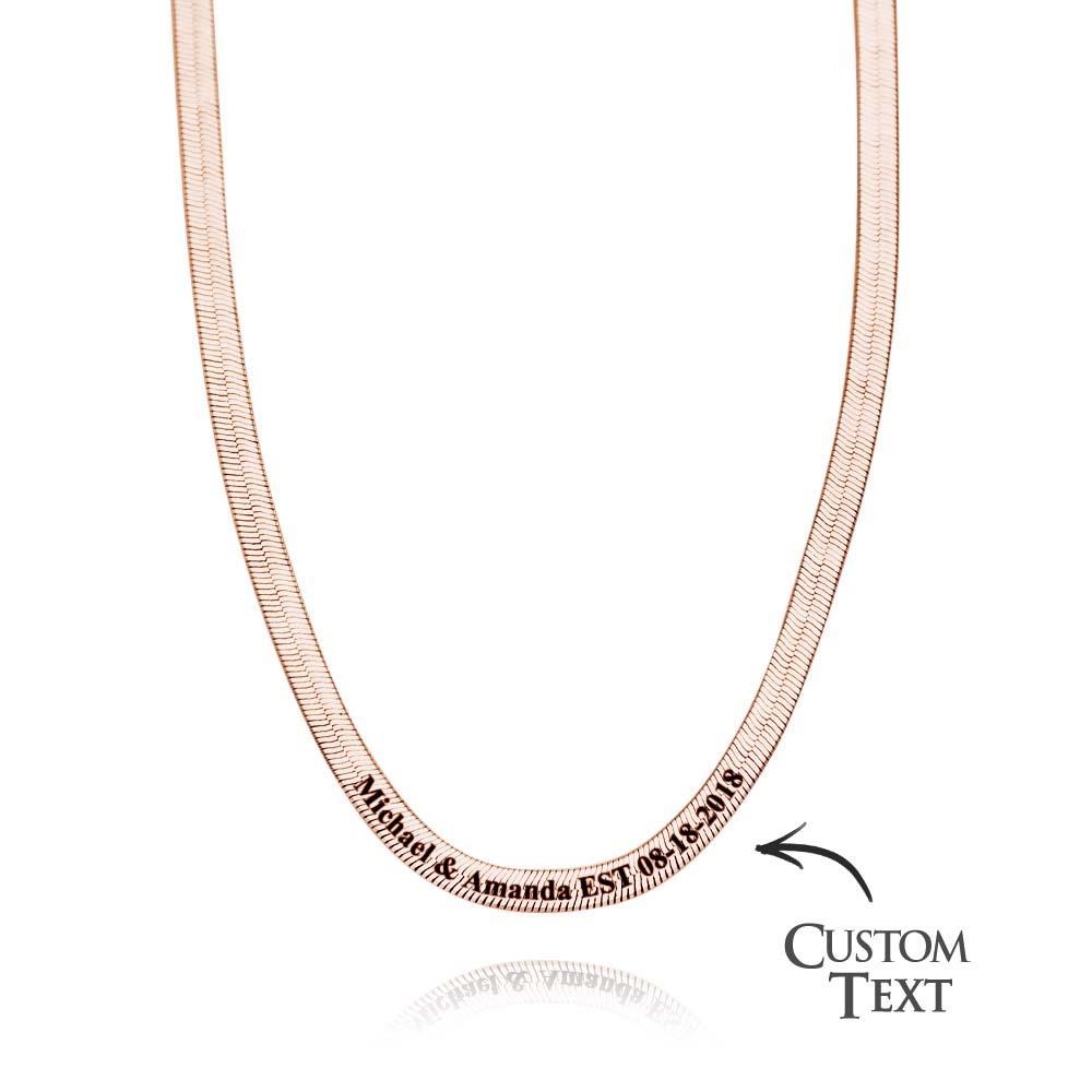 Personalized Engravable Herringbone Chain Necklace Custom Necklace with Personalized Text Gift for Her - soufeelmy