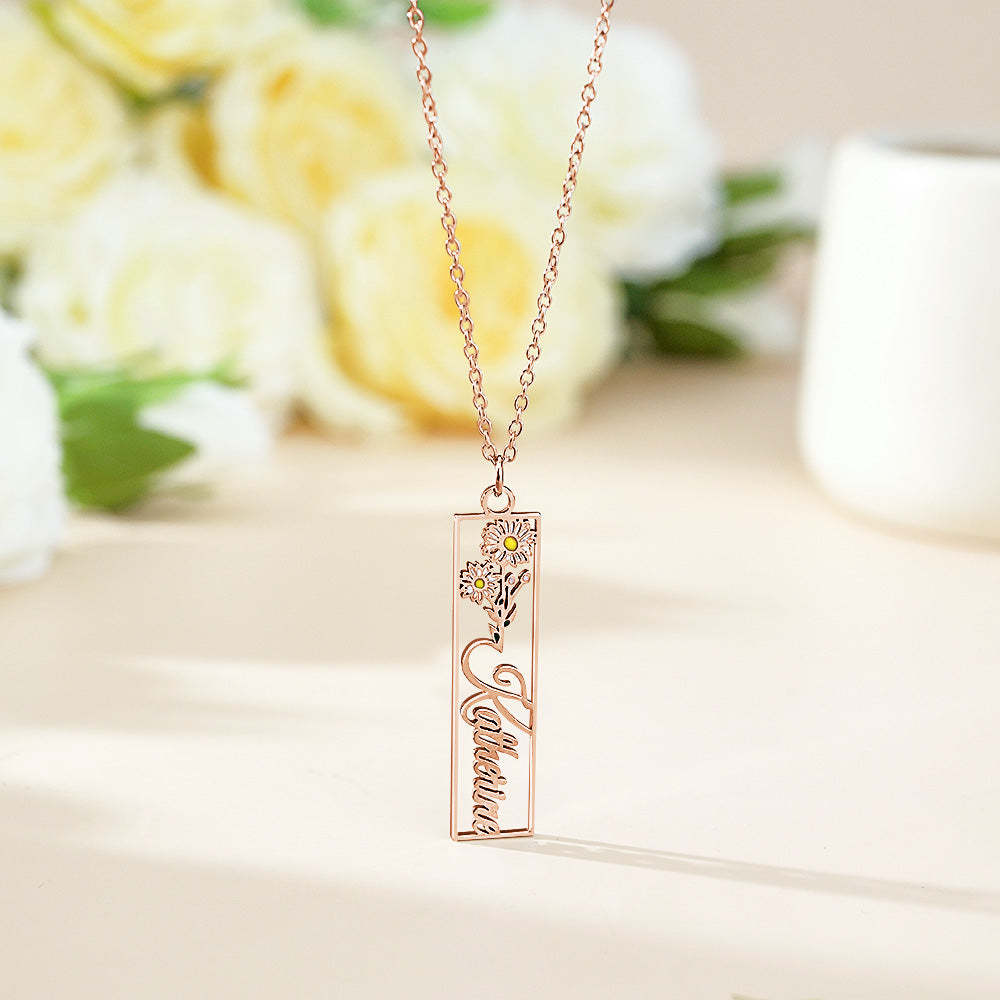 Personalized Birth Flower Name Necklace Bride Bridesmaid Gift for Women - soufeelmy