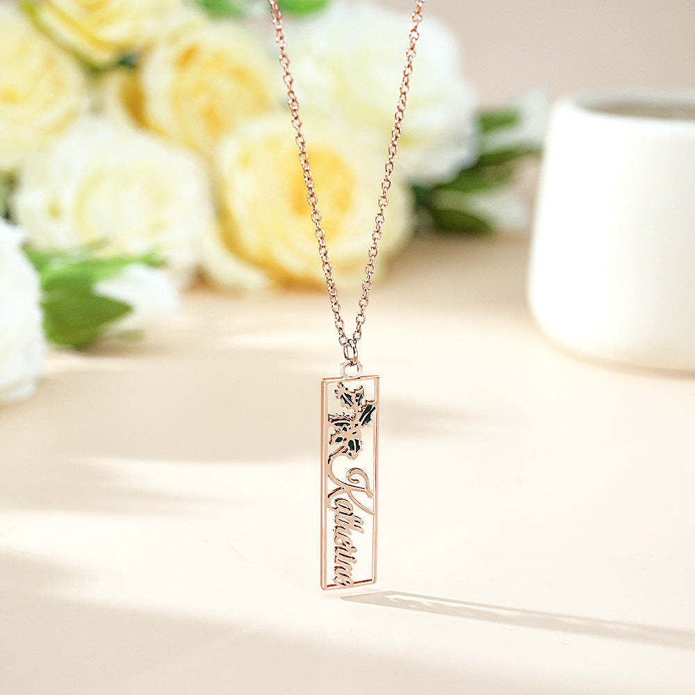 Personalized Birth Flower Name Necklace Bride Bridesmaid Gift for Women - soufeelmy