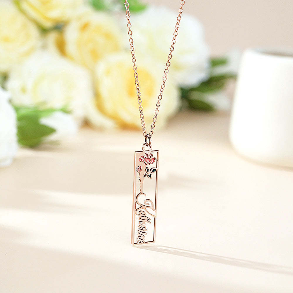 Personalized Birth Flower Name Necklace Bride Bridesmaid Gift for Women - soufeelmy