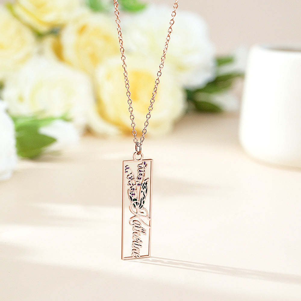 Personalized Birth Flower Name Necklace Bride Bridesmaid Gift for Women - soufeelmy