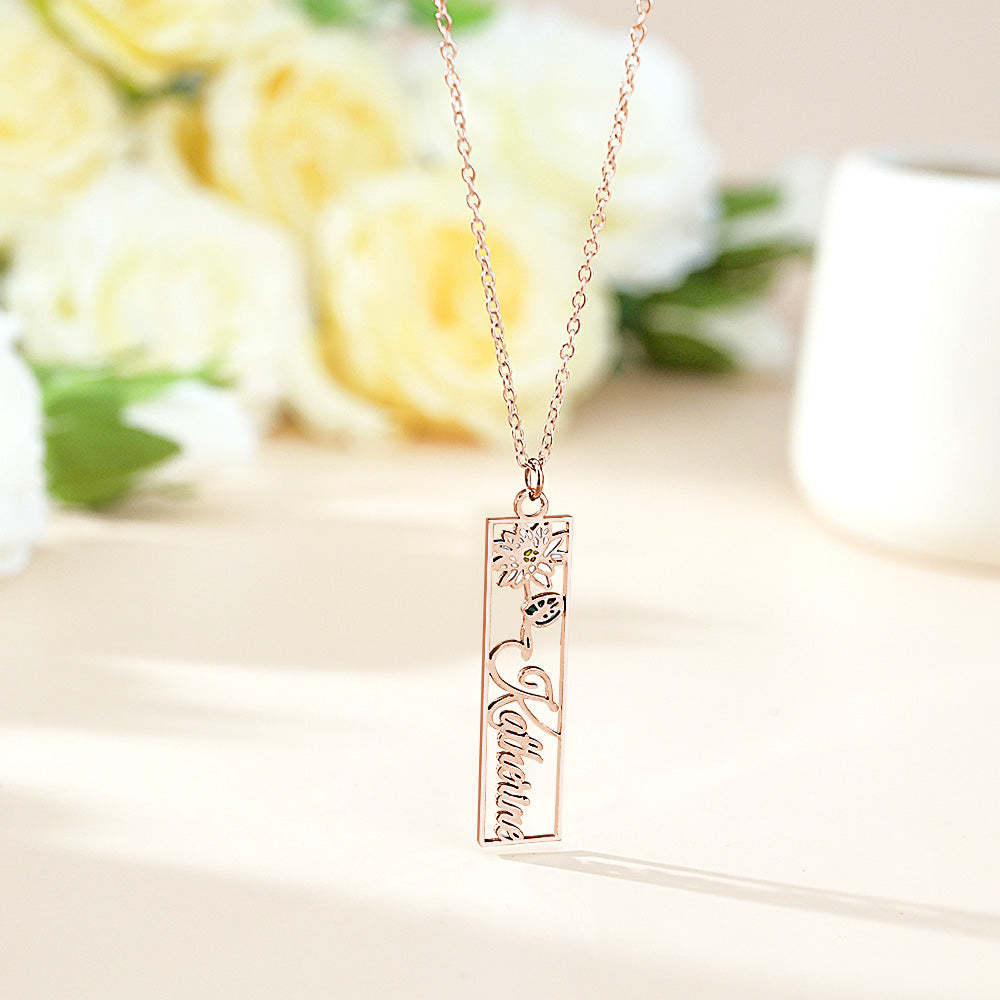 Personalized Birth Flower Name Necklace Bride Bridesmaid Gift for Women - soufeelmy