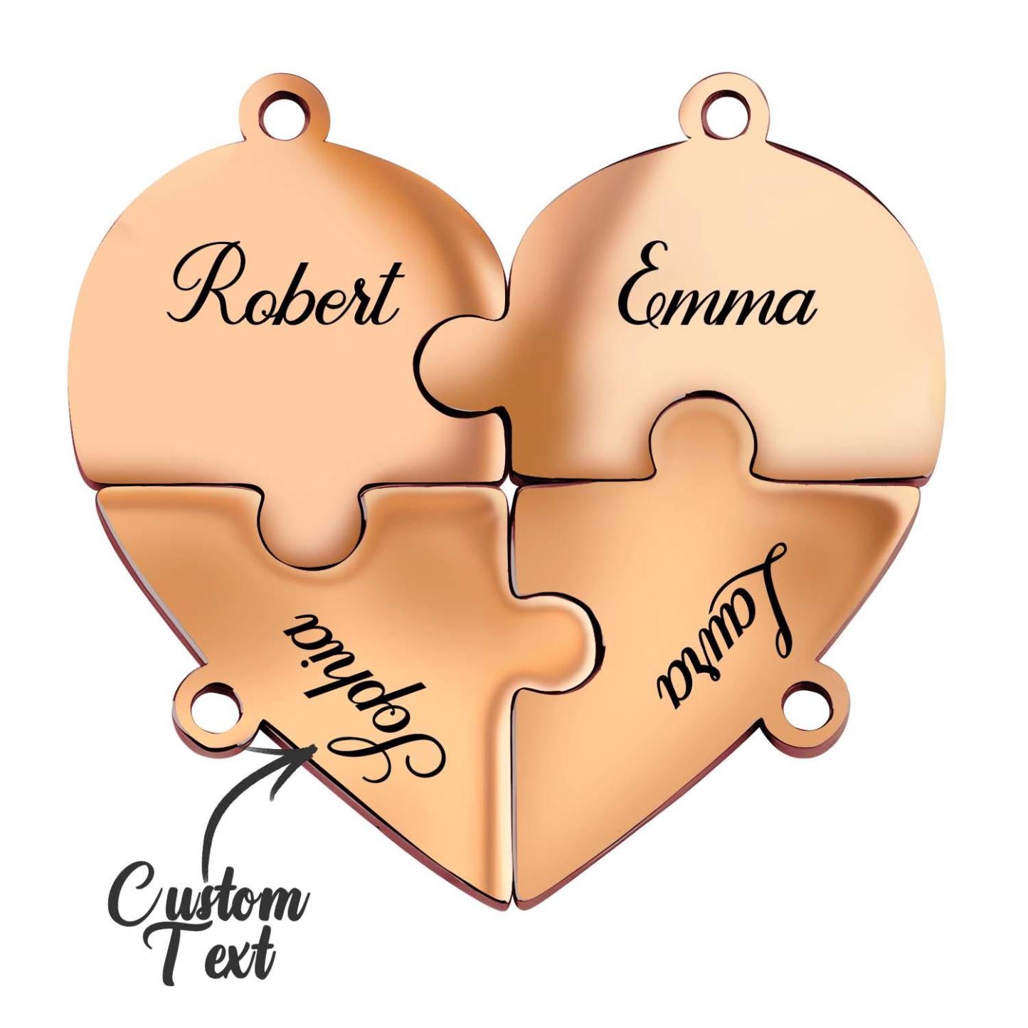 Personalized Friend Group Necklaces, Custom Name Engraved Puzzle Piece, Best Friend Gift - soufeelmy