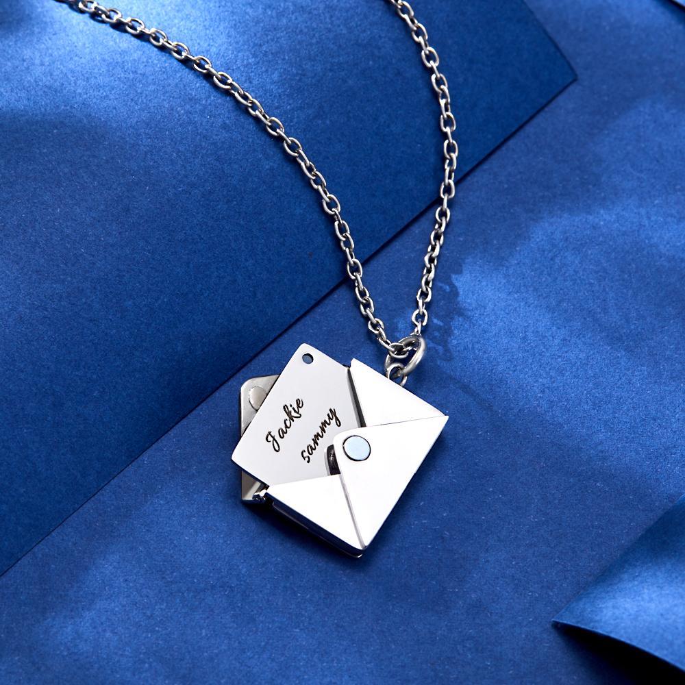 Custom Photo Necklace Engraved Text Jewelry and Key Chains Envelope Letter Secret Message Creative Gifts for Valentines' Day - soufeelmy