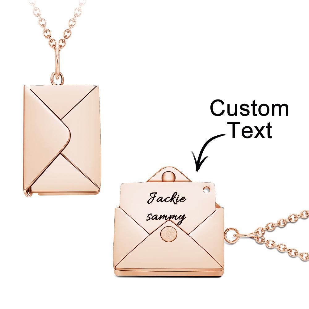 Custom Photo Necklace Engraved Text Jewelry and Key Chains Envelope Letter Secret Message Creative Gifts for Valentines' Day - soufeelmy
