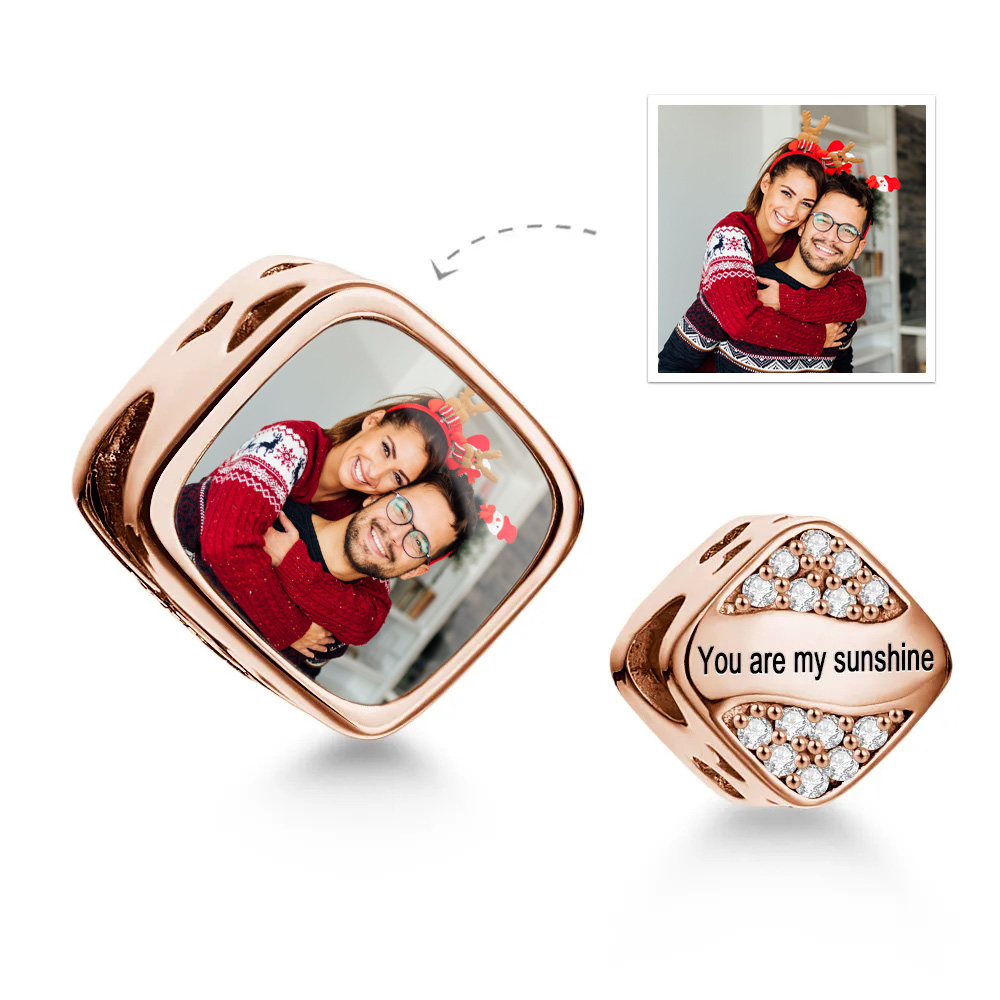 Personalised Photo Charms Custom Image Bead Fit Original Charm Beads Bracelet Custom Name Text Party Jewellery for Christmas - soufeelmy