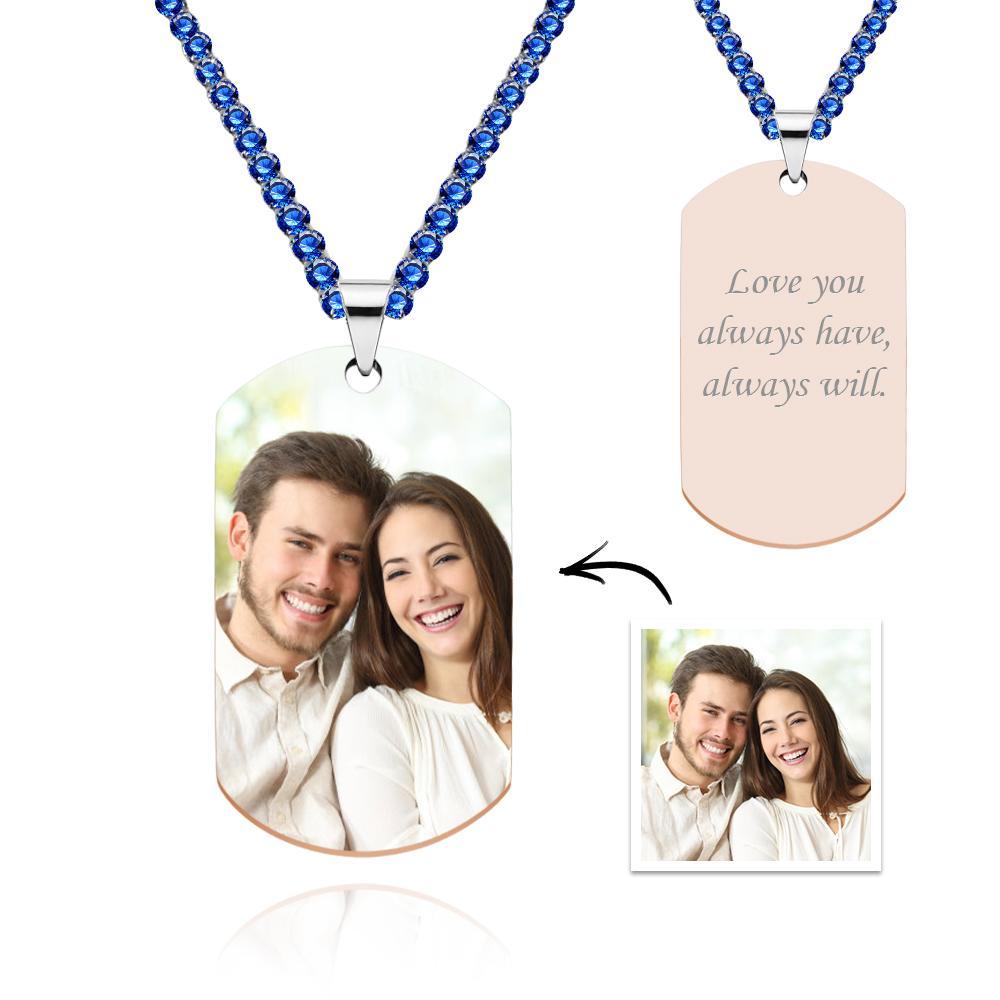 Men's Photo Tag Necklace With Engraving Tennis Chain Gifts For Him - soufeelmy