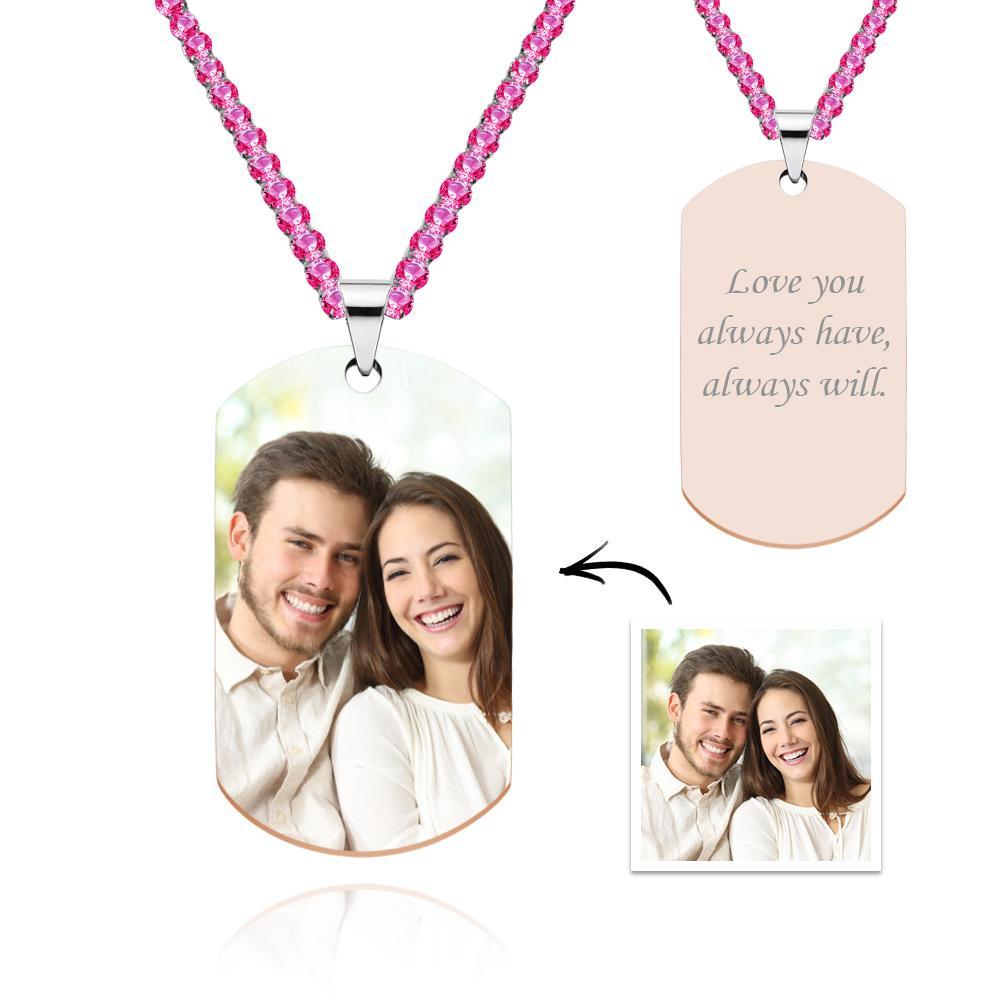 Men's Photo Tag Necklace With Engraving Tennis Chain Gifts For Him - soufeelmy