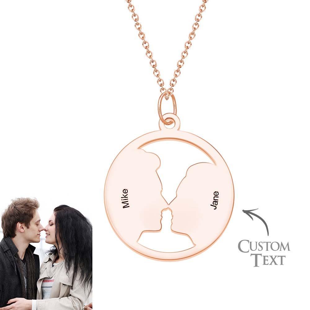 Custom Photo Silhouette Necklace for Couple with Custom Names - soufeelmy