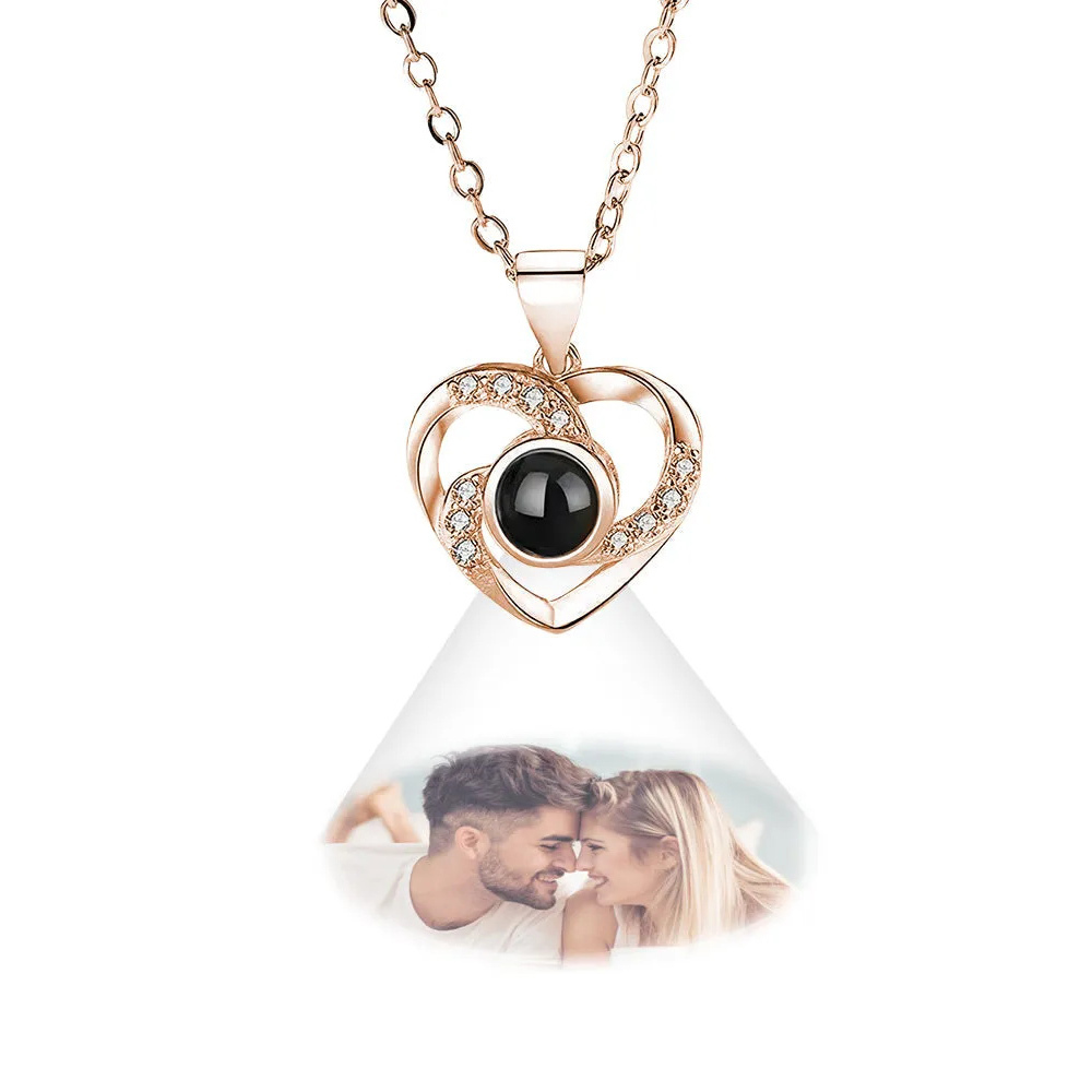 Custom Projection Necklace Elegant Heart Photo Necklace Gift for Mom Best Mother's Day Gift - soufeelmy