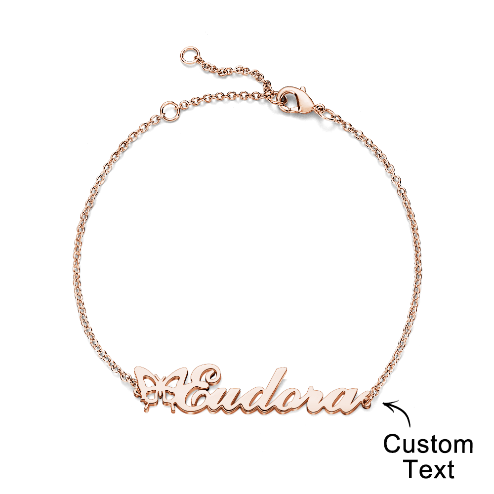 Custom Name Butterfly Bracelet Personalized Name Bracelet Gift for Her - soufeelmy