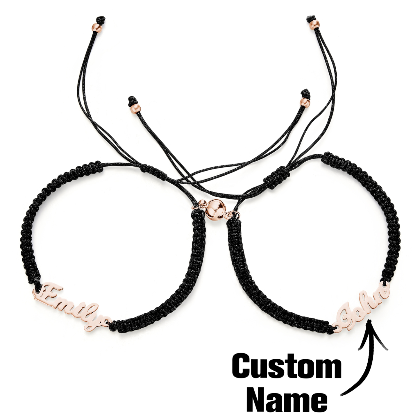 Custom Braided Name Bracelet with Heart Personalized Couple Heart Bracelet Unisex Adjustable Bracelet Couple Gifts - soufeelmy